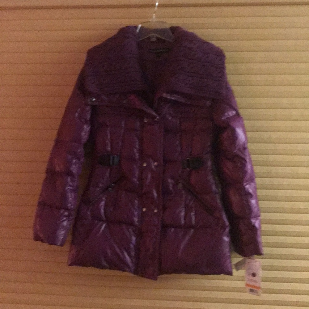 Via Spiga S waist length currant colored coat